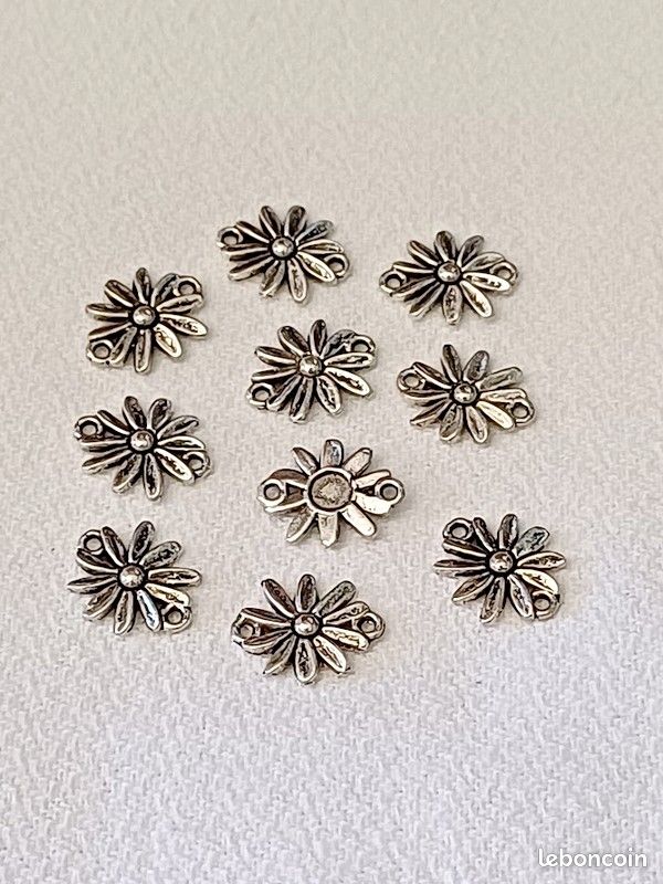 10 Perles connecteur Entre-deux _ Fleur 16X3mm _ Apprêts création bijoux _ A053 (image 1)