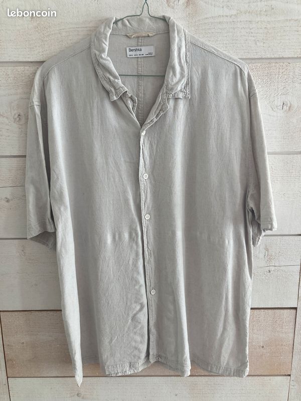 Chemise Blanche Chemise Homme Bershka Short Sleeve Bershka Chemise Blanche  Short Sleeve Chemise Bershka