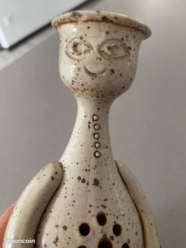 Jeanine Jaquot-Perrin bougeoir anthropomorphe vintage en grès (image 3)