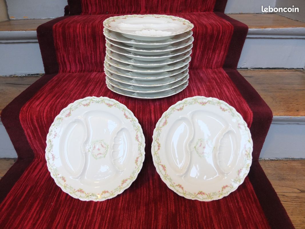 Assiettes à asperges, Limoges France (image 2)