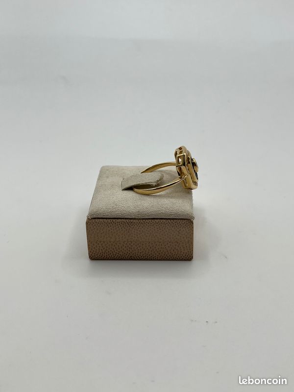 Bague Moderne En Or 18 Carats - Sertie De Diamants (0.15 Carat) - Taille 56 - 4.00g - Occasion TB
