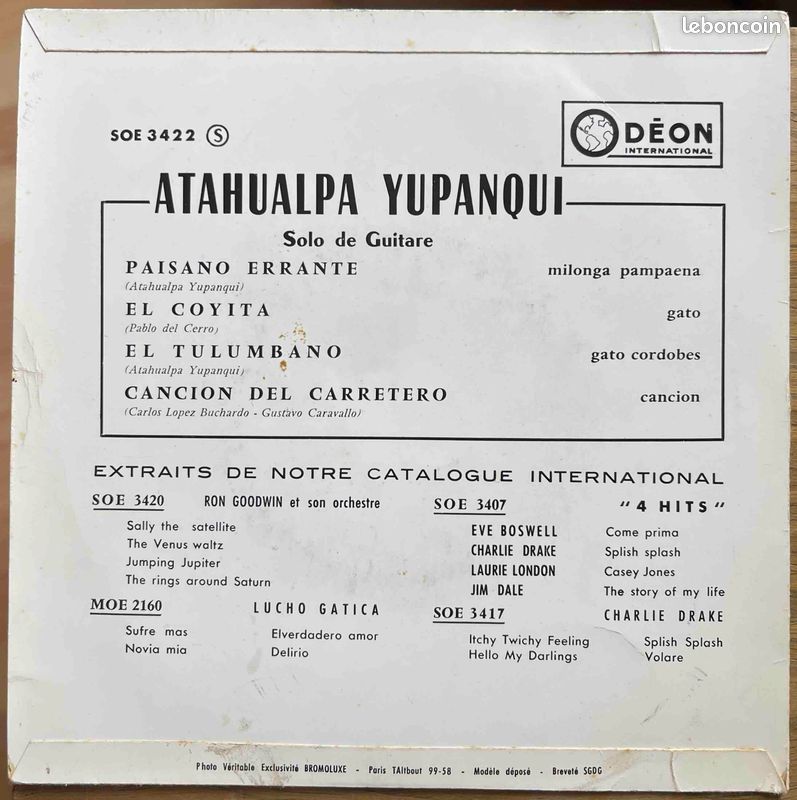 ♥🎼45t🇦🇷 ✦ Atahualpa Yupanqui (Solo de guitare) ✷ 1950 (image 2)