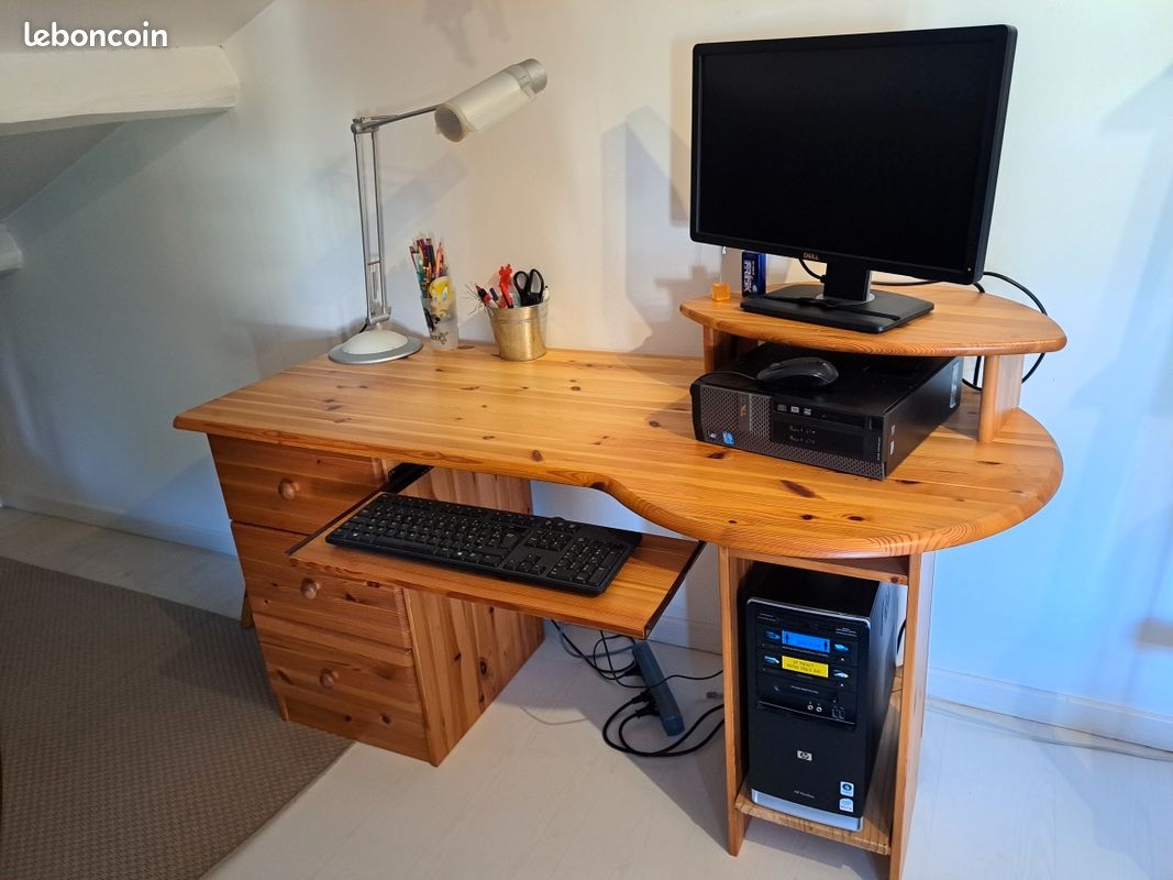 Bureau d'ordinateur en Pin massif (image 2)