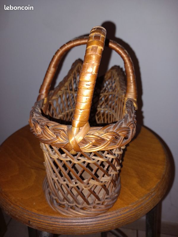 Range Bouteille Vintage En Rotin Et Osier – Panier 37x37x25 Cm – Occasion