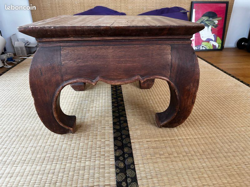 Table basse vintage style wabi-sabi – bois massif (image 2)