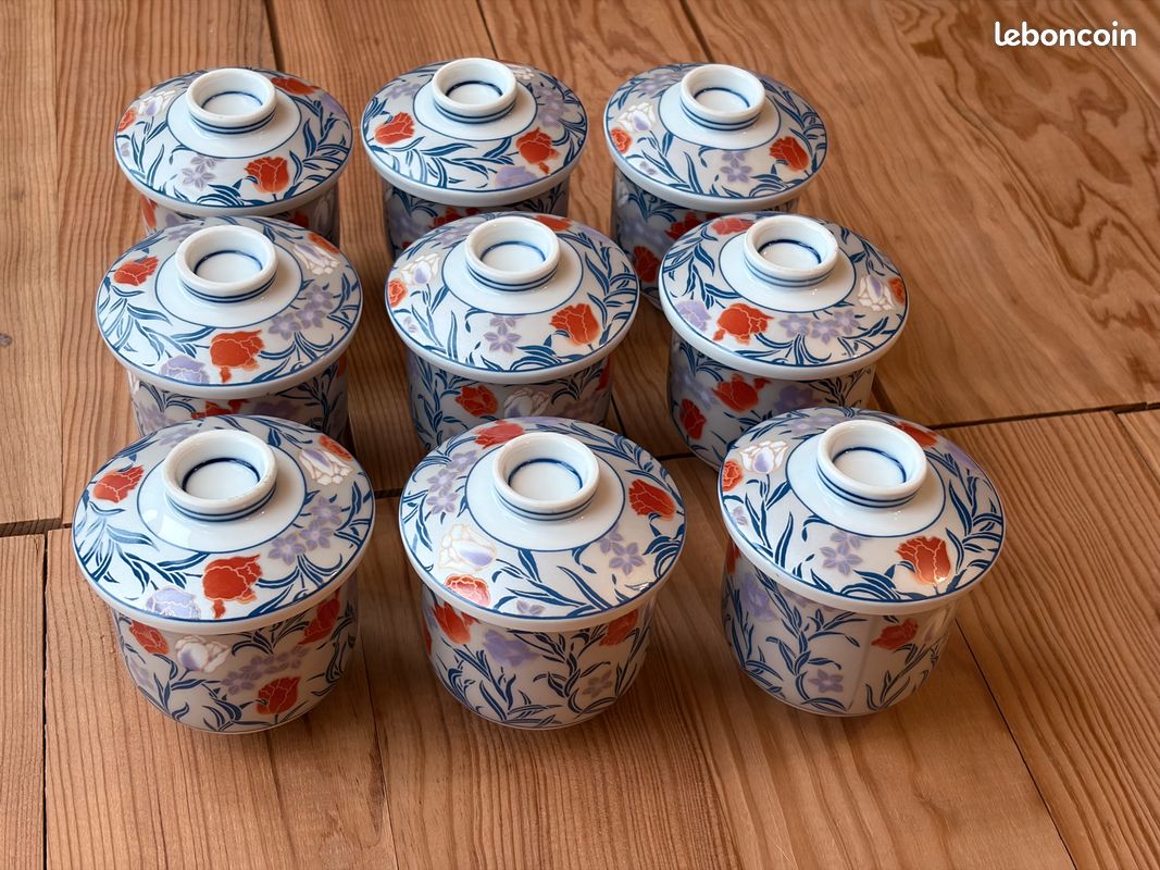 Lot de 2 tasses japonaises à mushi Chawan avec couvercle et
