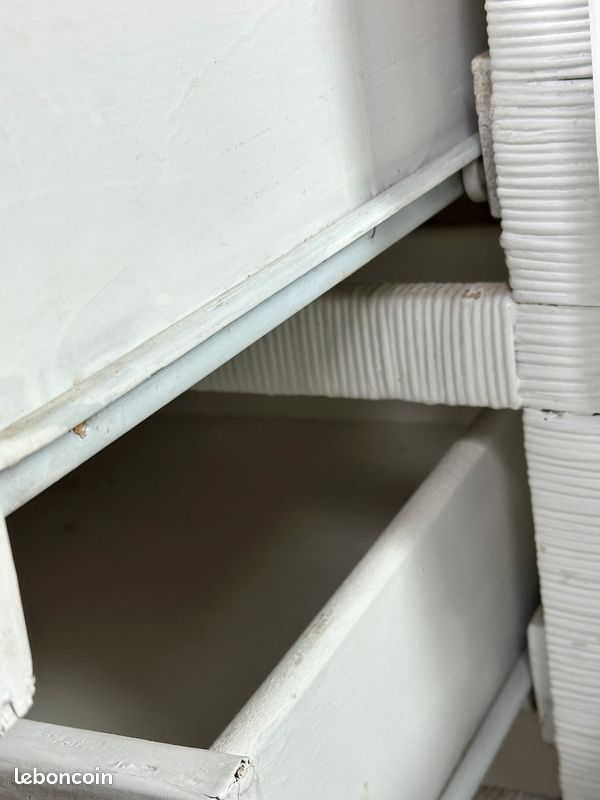 Commode en rotin, table de chevet, années 1980