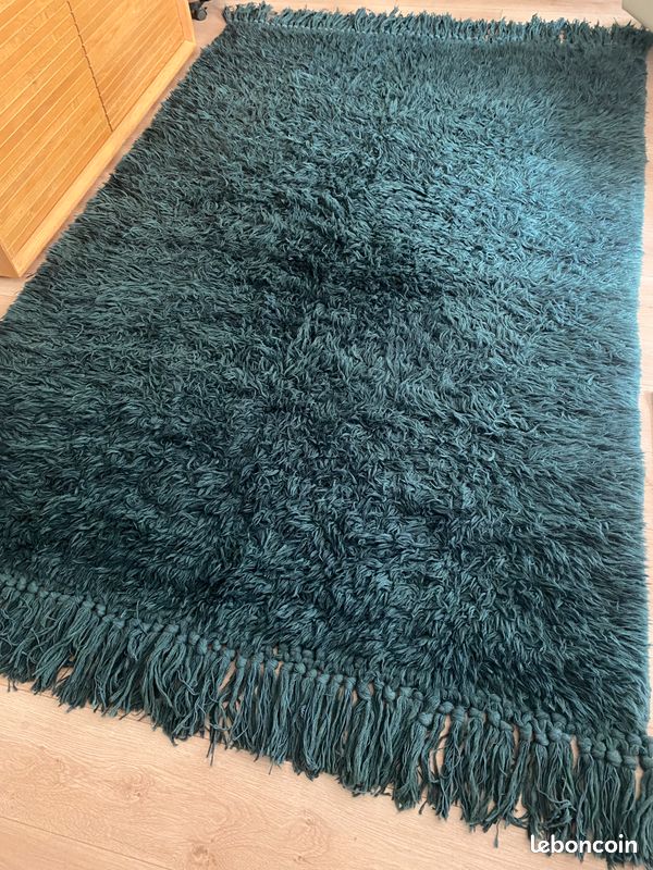 Tapis rectangulaire bleu canard (image 3)