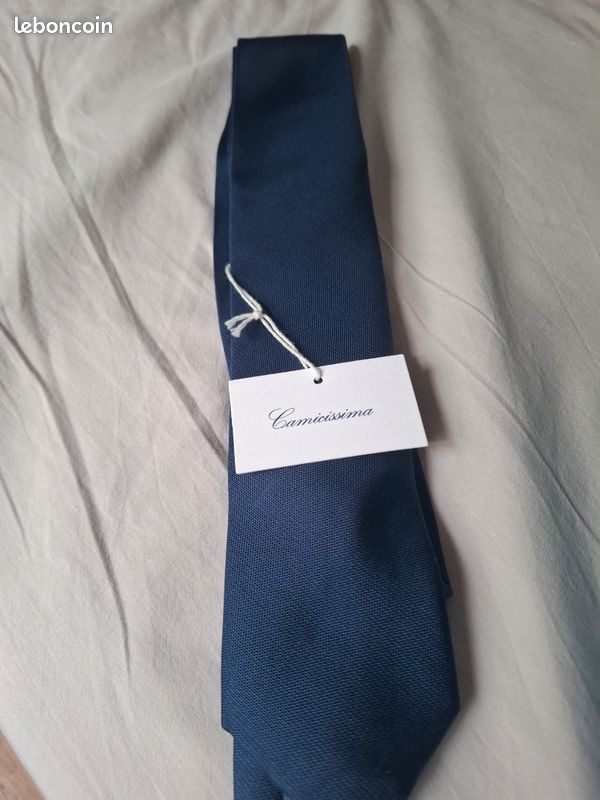 Cravate Homme Skinny Bleu Cachemire Vesuvio Napoli – Polyester Tissé – Neuve