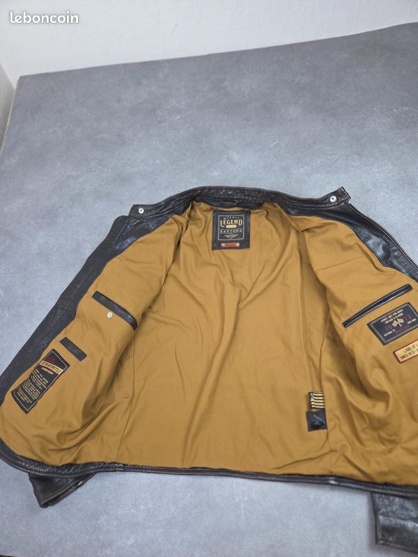 Veste en cuir d'agneau moto taille XL full zip (image 9)