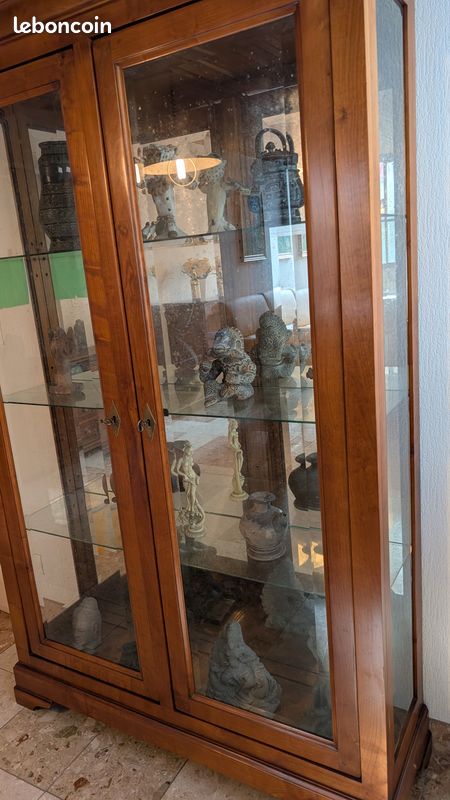 Armoire Meuble présentoir miroir bois style Louis Philippe (image 3)