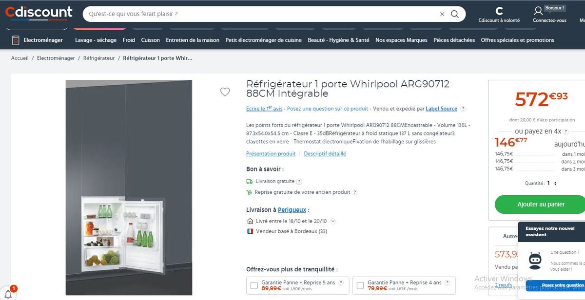 Achat FOUR ENCASTRABLE WHIRLPOOL AKZM783/WH occasion - Marseille
