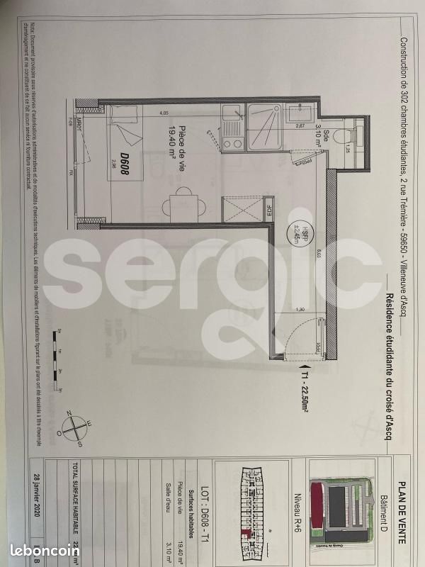 Appartement 1 pièce 22 m² · à Villeneuve-d'Ascq · 22 m² · 430 €/mois
