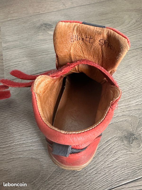 Chaussures montantes scratchs Norvik cuir rouge – 27 (image 14)