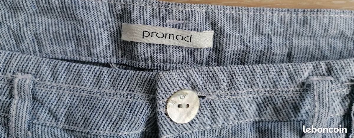 Pantalon rayé blanc/bleu, Promod, T40 (image 3)