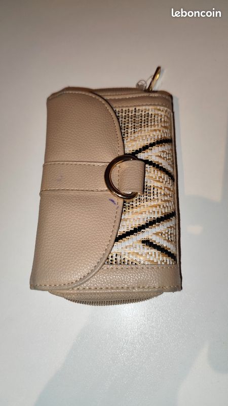 Portefeuille Beige & Paille Tressée (image 1)