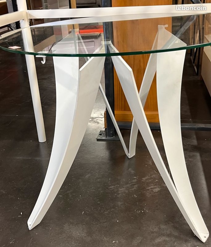 Table verre + pieds fer 88cm (image 2)