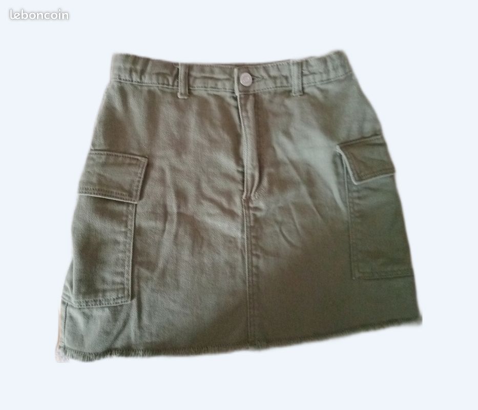 Jupe verte en jean enfant 10-11ans (image 1)