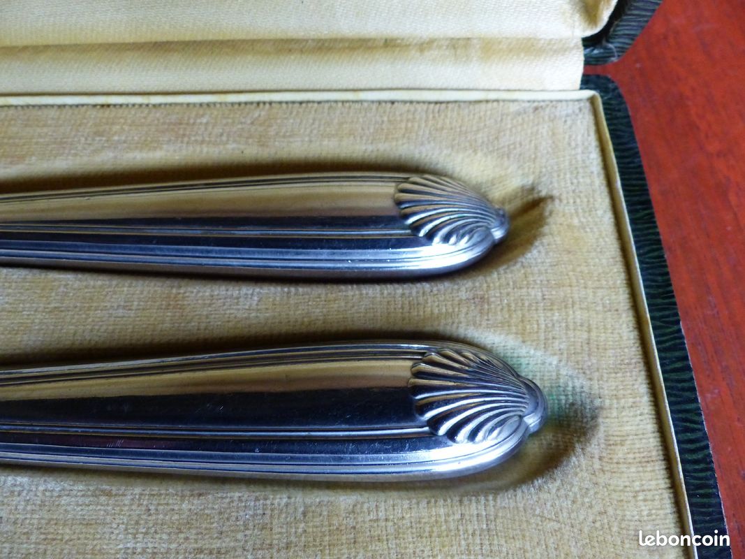 Coffret Service à Salade Corne Et Métal Argenté – élégant Et Vintage