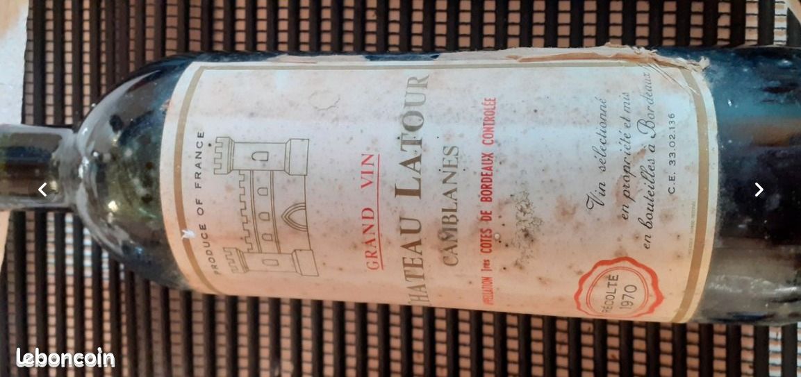 Vins grands crus bordeaux 1er Côtes de Bordeaux année 1970 (image 2)