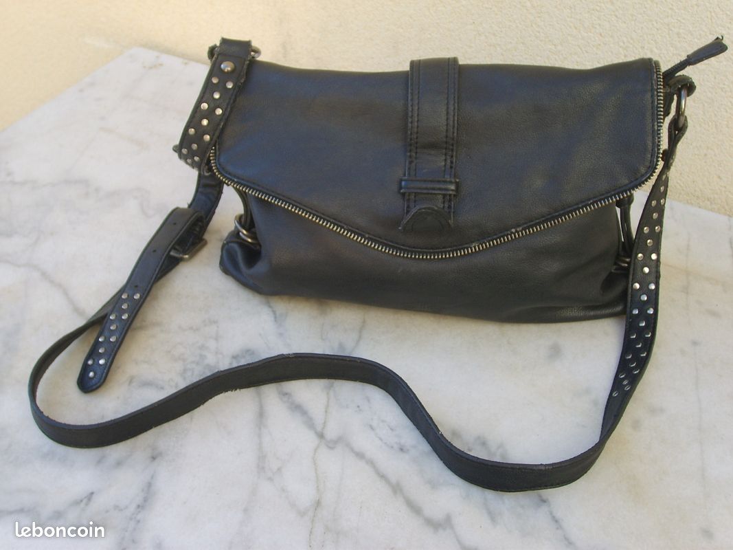 Sac à main ELITE noir avec intérieur rose vif (image 1)