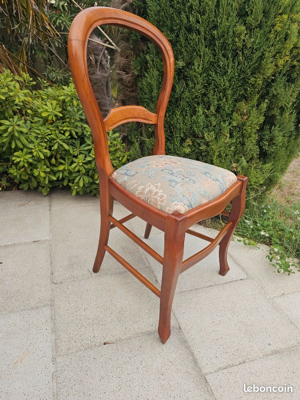 Vends 6 chaises rembourrées Style Louis Philippe en merisier massif TBE (image 2)