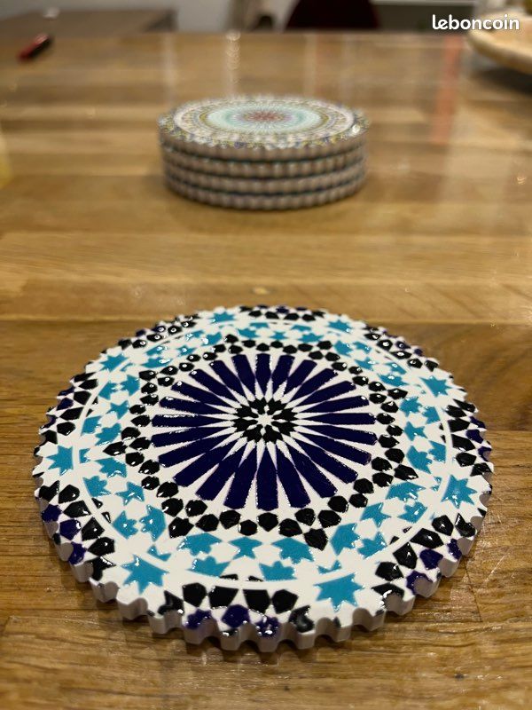 Ensemble Pichet Et Verres En Céramique "Zellige Noir & Blanc