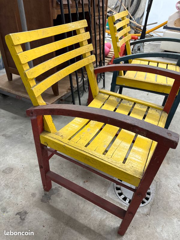 Fauteuil de jardin colorés bois (image 5)