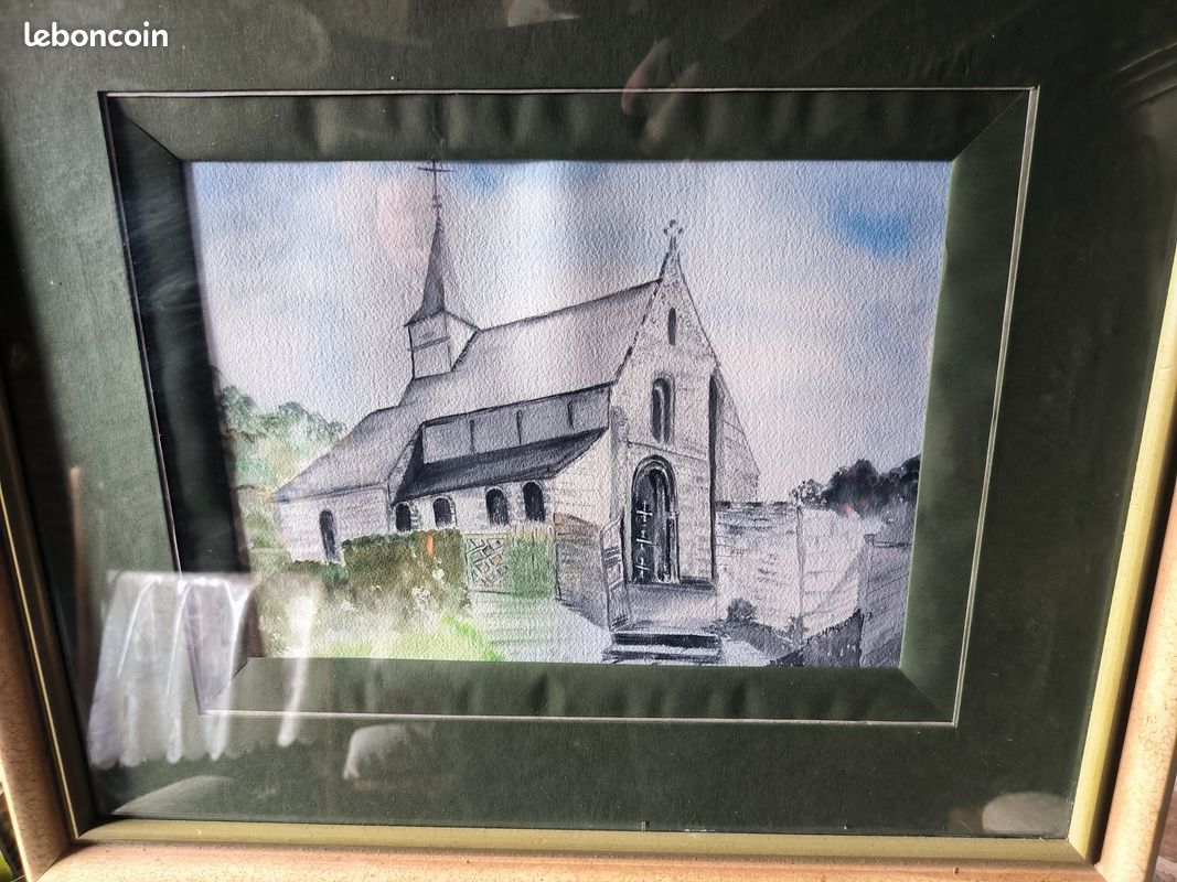 Aquarelle eglise sainte marguerite sur mer 76 peintre charlot (image 2)