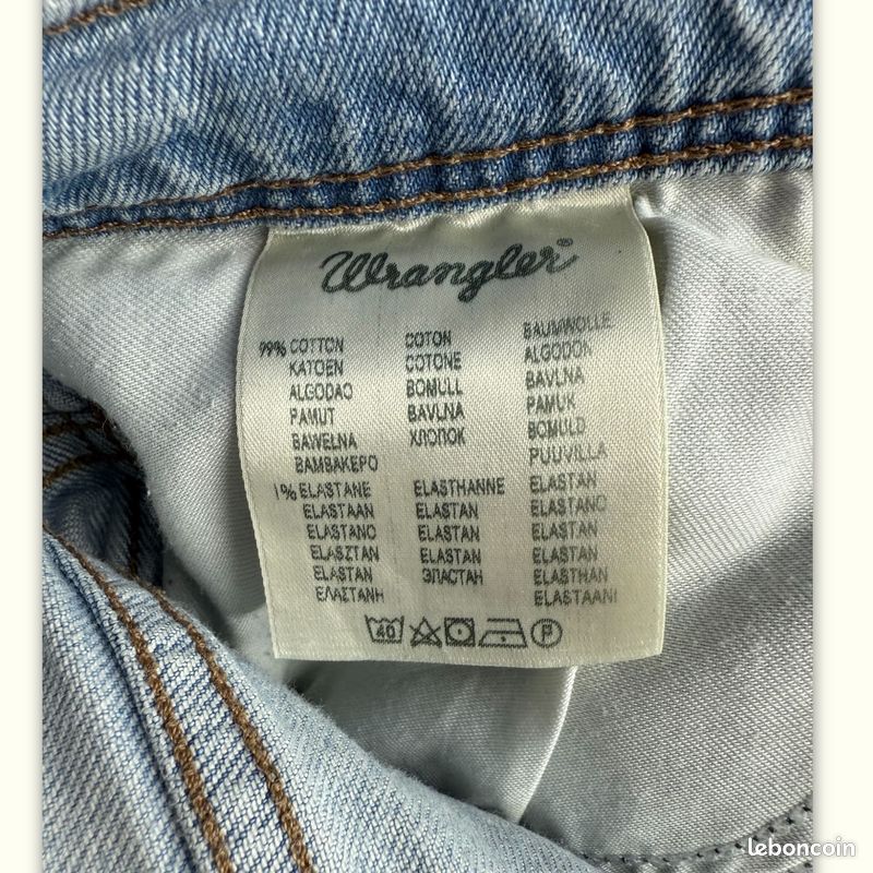 Jeans Homme Wrangler W40 L32 Bleu clair Coton Traces d'usure visibles Regular (image 7)