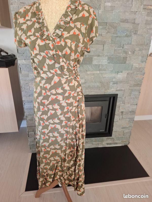 Palme Robe longue cache coeur kaki à motifs Taille S/M (image 3)
