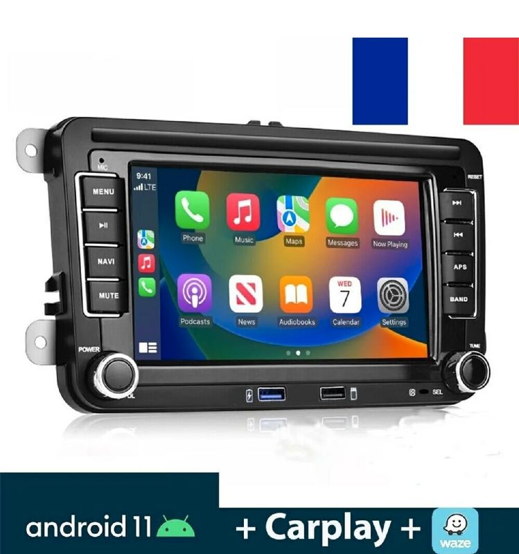 Autoradio Android 11 + carplay GPS Navi 2 DIN pour VW GOLF 5 6