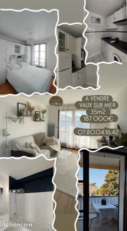 35m2 VAUX SUR MER
Appartement lumineux, situé au premier étage (une dizaine de marché a monter) composé d'un séjour, d'une cuisinau avec WC séparés, ainsi que d'une terrasse aménagée et d'un parking p