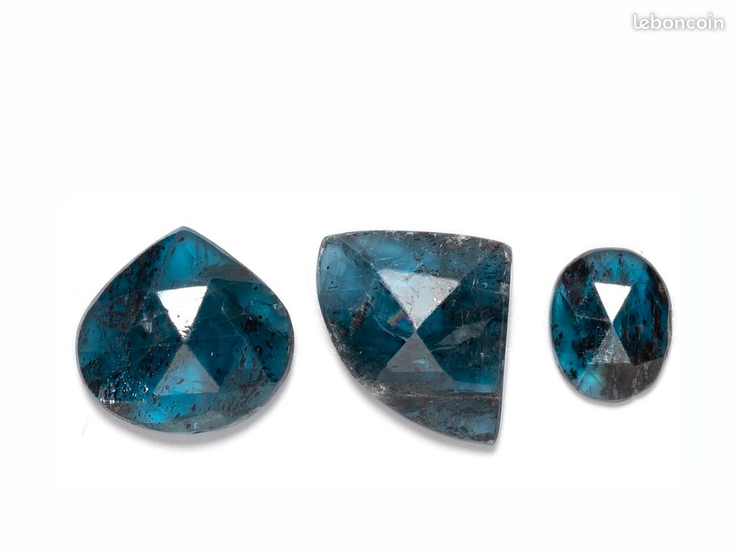 3 cabochons de cyanite pierre de gemme naturelle bleu occlusions loisir créatif bijou facettes bleu profond naturelle (image 6)