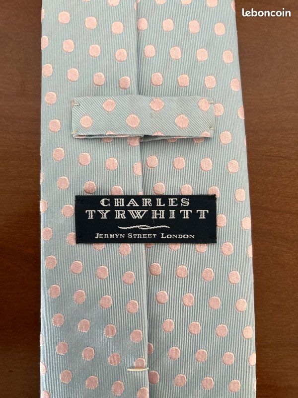 Charles Tyrwhitt Cravate Soie Bleu/Rose A Pois TU (image 4)