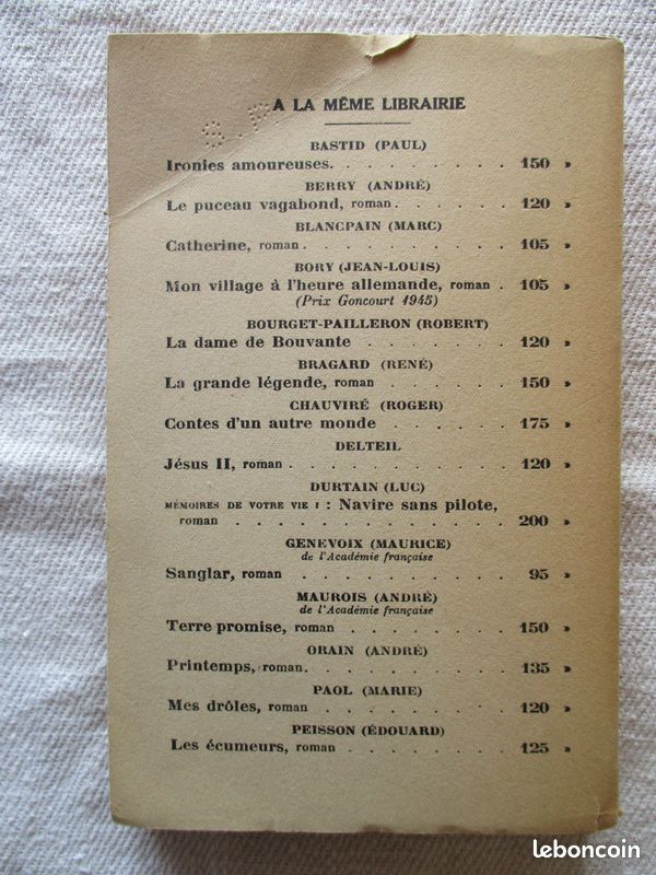 Dédicace et dessin de Jean-Louis BORY ( Prix Goncourt 1948 ) sur " Chère Aglaë " Ex EO Service de presse Ed Flammarion 1947 (image 5)