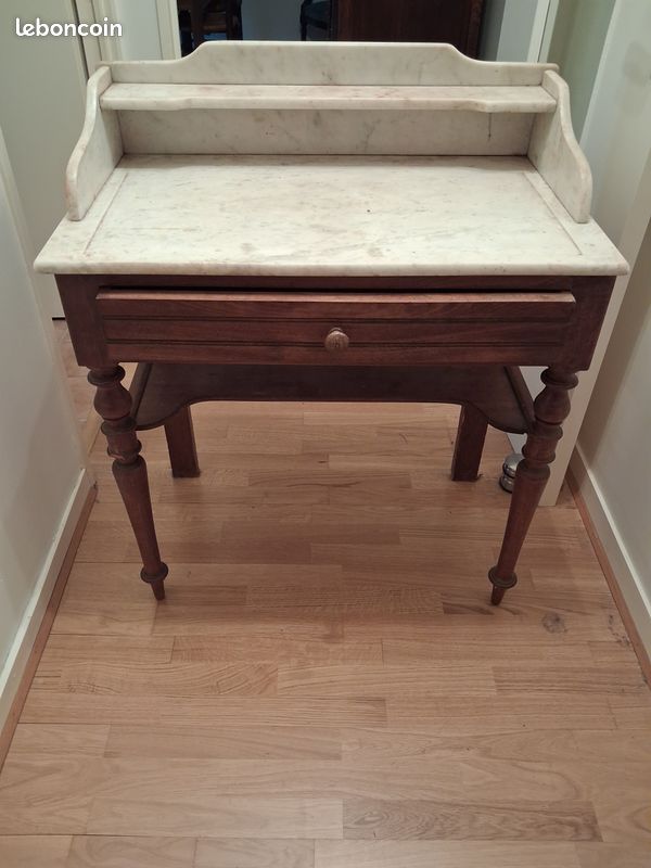 Coiffeuse ou console d'entrée marbre et bois (image 4)