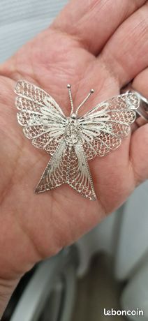 Broche Papillon Filigrane Argent 800 - Longueur 4 Cm - Occasion - France