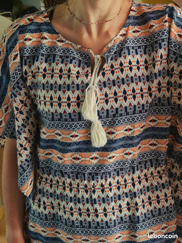 Blouse ethnique bohème légère taille marquée (image 2)