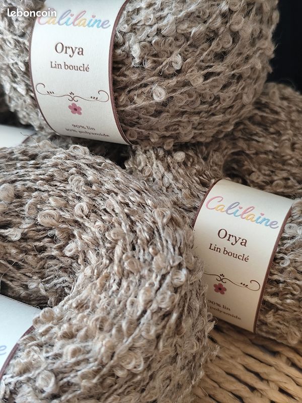 4 pelotes lin bouclé beige naturel - total 600m (image 3)