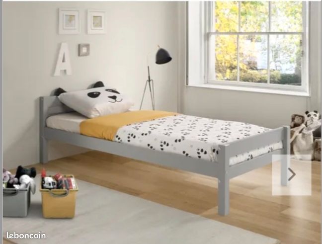 Lit 90x190cm BLOOM gris (image 4)