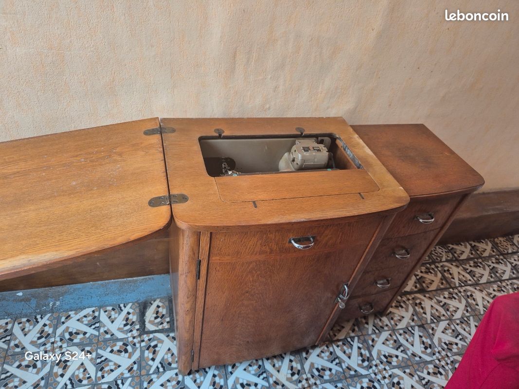 Meuble ancien machine a coudre singer (image 4)
