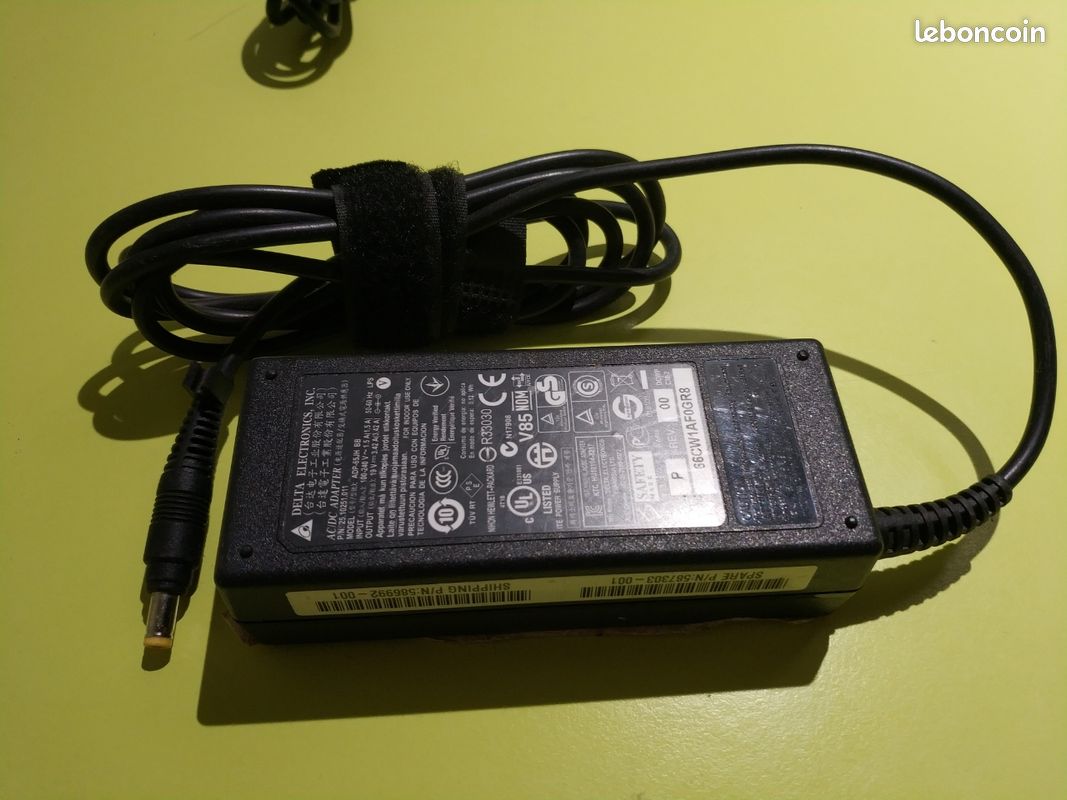 Chargeur hp thin client 65w 19v 587303-001 - t5570 t5742 t5747 (image 1)
