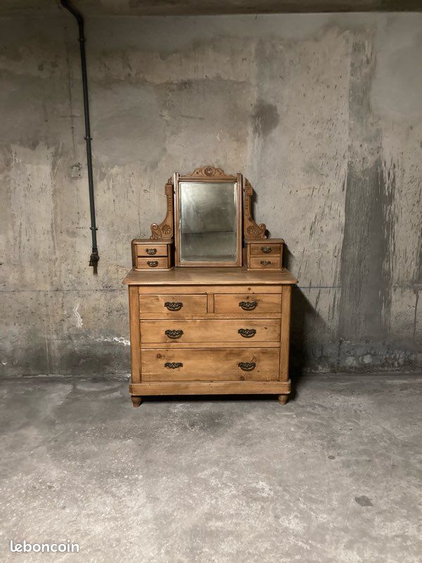 Coiffeuse en pin massif avec glasse (image 4)