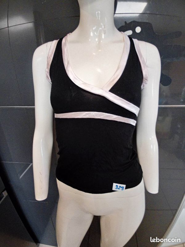 Débardeur femme REF 329 noir blanc taille S/M (image 1)