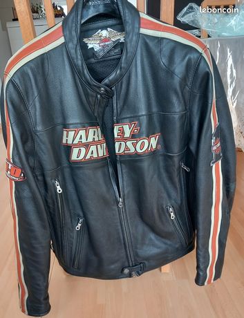 Veste Harley Davidson homme en cuir noir, XL