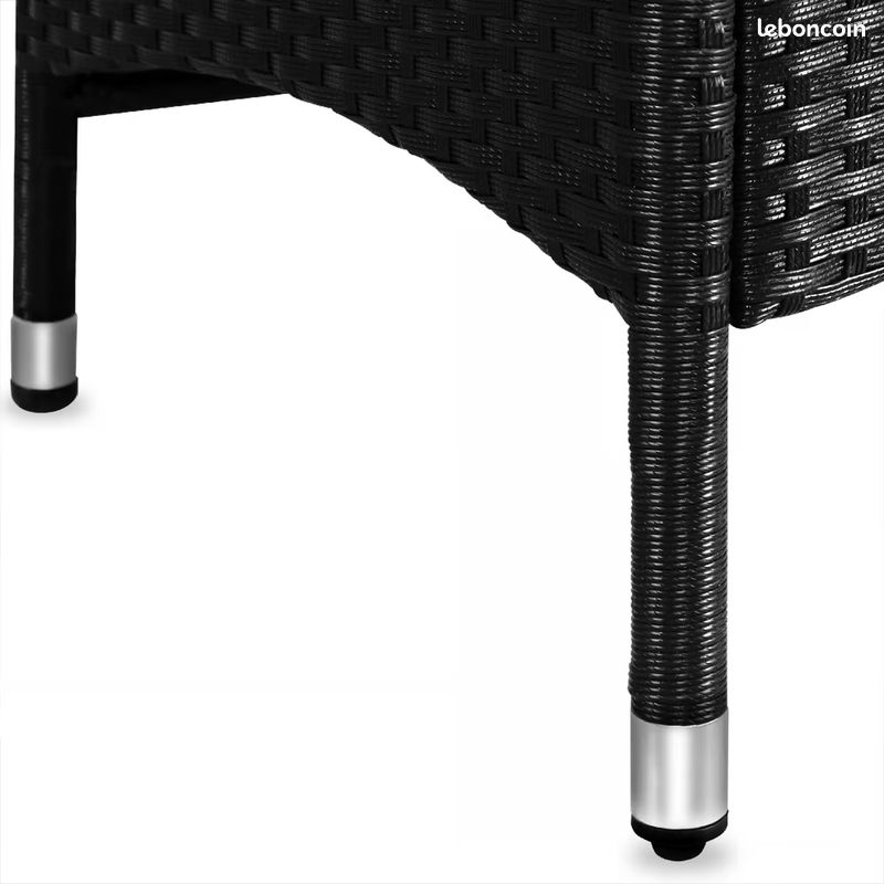 Lot 2 Fauteuils Poly-Rotin Noir - Dossier Inclinable (image 3)