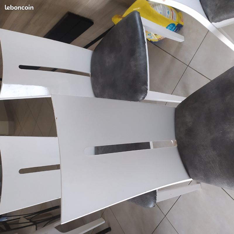 Lot de 4 chaises salle à manger en bois laqué blanc (image 2)