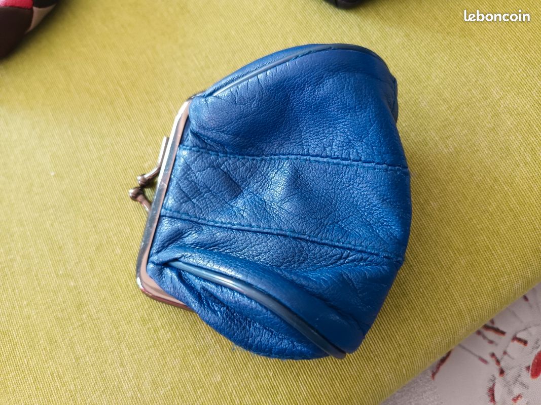 OneJoy Mini Porte-Monnaie Rond Femme – Pochette Zippée Étanché Clip – Bleu Brillant – Format Ultra-Compact