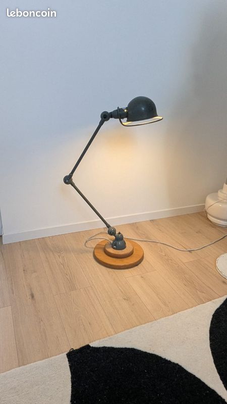 LAMPE bureau, design -Le TANNEUR- Cuir Vert Vintage 60-70 DLG Jacques ADNET